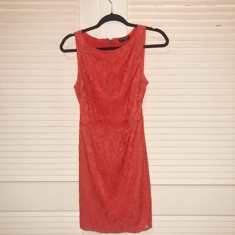 Lace Back Party Dress - Coral